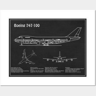 Boeing 747 - 100 - Airplane Blueprint - PD Posters and Art